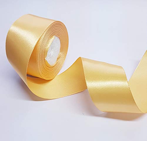 1.5 Inch Butter Color Single Face Satin Ribbon - Pack of 5 Rolls