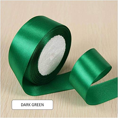 1.5 Inch Dark Green Color Single Face Satin Ribbon - Pack of 5 Rolls