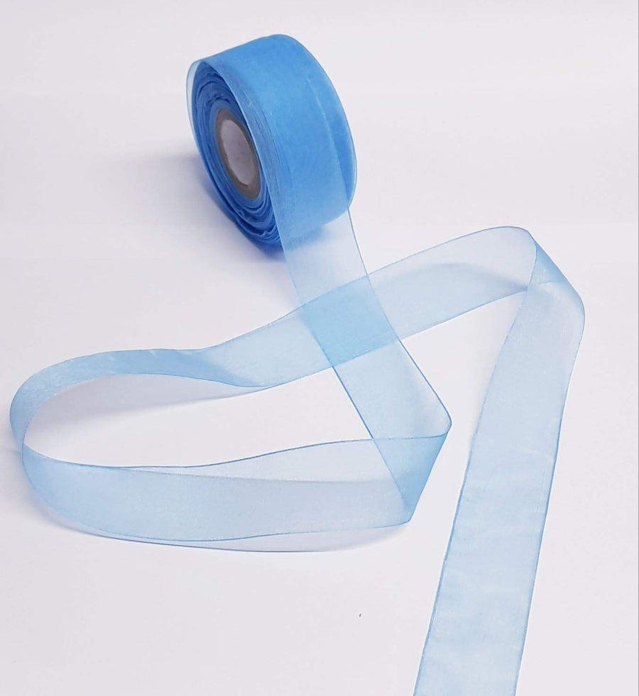 1 Inch Light Blue Organza Ribbon – 25 Meters Roll