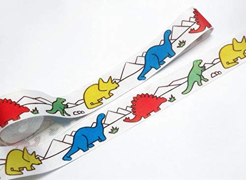 1 Inch Dinosaurs  Printed Grosgrain Ribbon – 10 Meters Roll