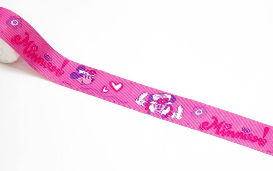 1 Inch Minnie Pink Printed Grosgrain Ribbon – 10 Meters Roll
