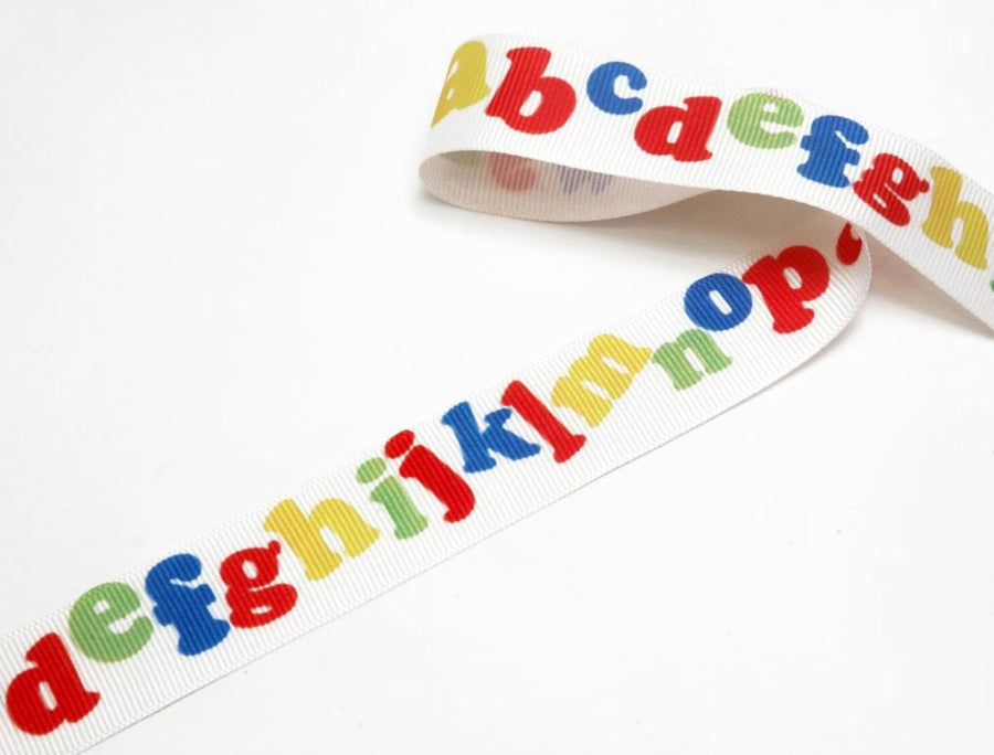 1 Inch Big Alphabets Printed Grosgrain ribbon – 10 Meters Roll