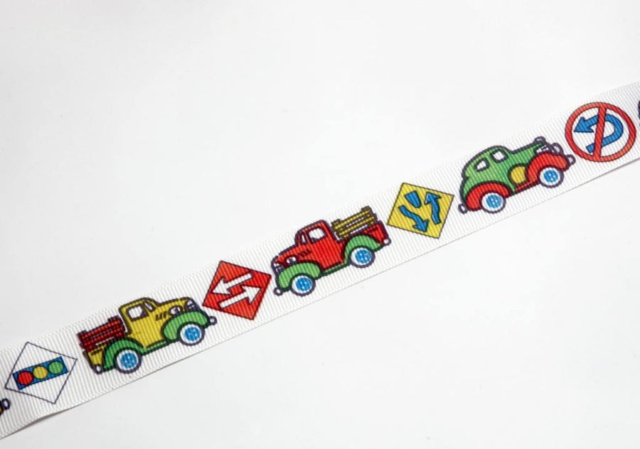1 Inch Cars Printed Grosgrain Ribbon – 10 Meters Roll