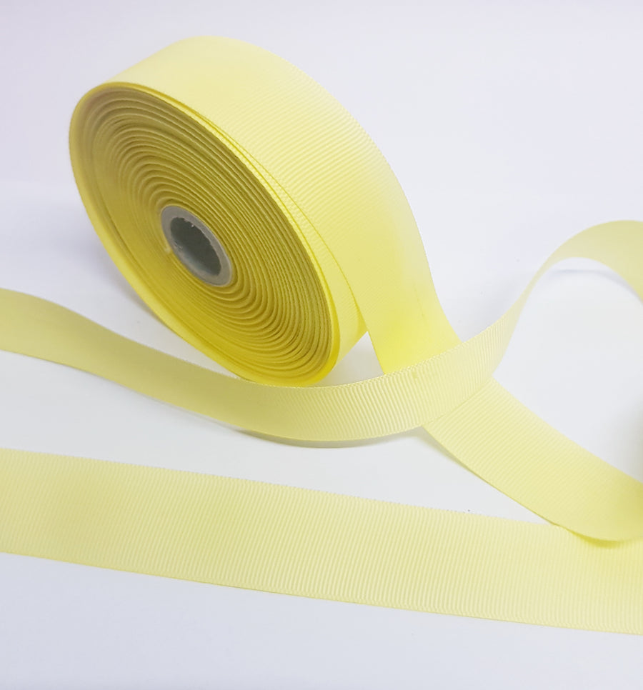 1 Inch Light Lemon Yellow Color Grosgrain Ribbon - 20 Meters Roll