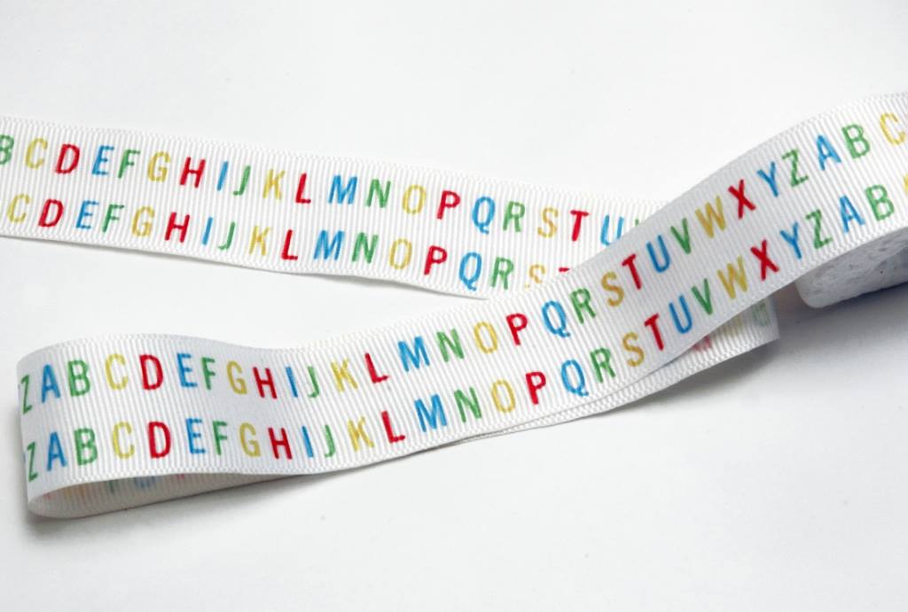 1 Inch Small Alphabets Printed Grosgrain Ribbon – 10 Meters Roll ...