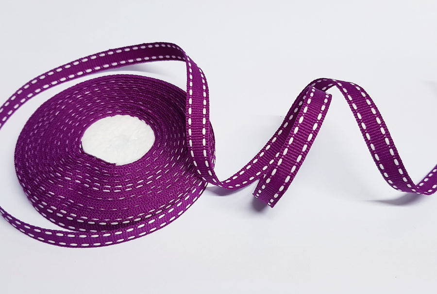 10mm Light Purple Saddle Stitch Grosgrain Ribbon – 10 Meters Roll