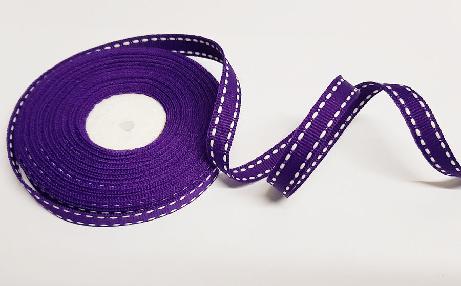 10mm Purple Saddle Stitch Grosgrain Ribbon – 10 Meters Roll