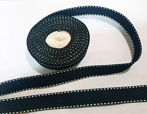 20mm Black Saddle Stitch Grosgrain Ribbon - 10 Meters Roll