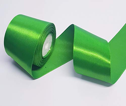 2 Inches Dark Green Color Single Face Satin Ribbon - Pack of 2 Rolls