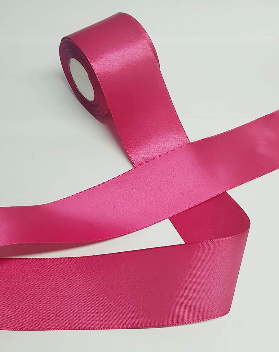 2 Inches Fuscia Pink Single Face Satin Ribbon - Pack of 2 Rolls