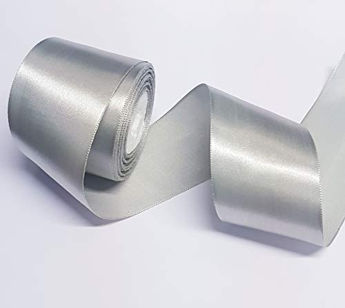 2 Inches Silver Color  Single Face Satin Ribbon Pack of 2 Rolls