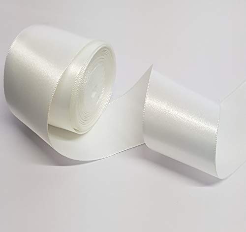 2 Inches White Color Single Face Satin Ribbon Pack of 2 Rolls