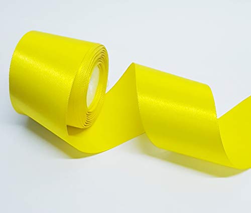 2 Inches Yellow Color Single Face Satin Ribbon - Pack of 2 Rolls
